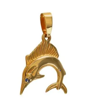 03432 - 3/4" SAILFISH WITH SAPPHIRE EYE PENDANT