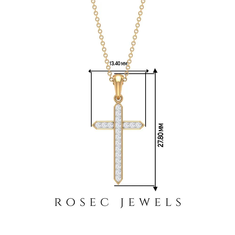 0.5 CT Certified Zircon Minimal Cross Pendant Necklace