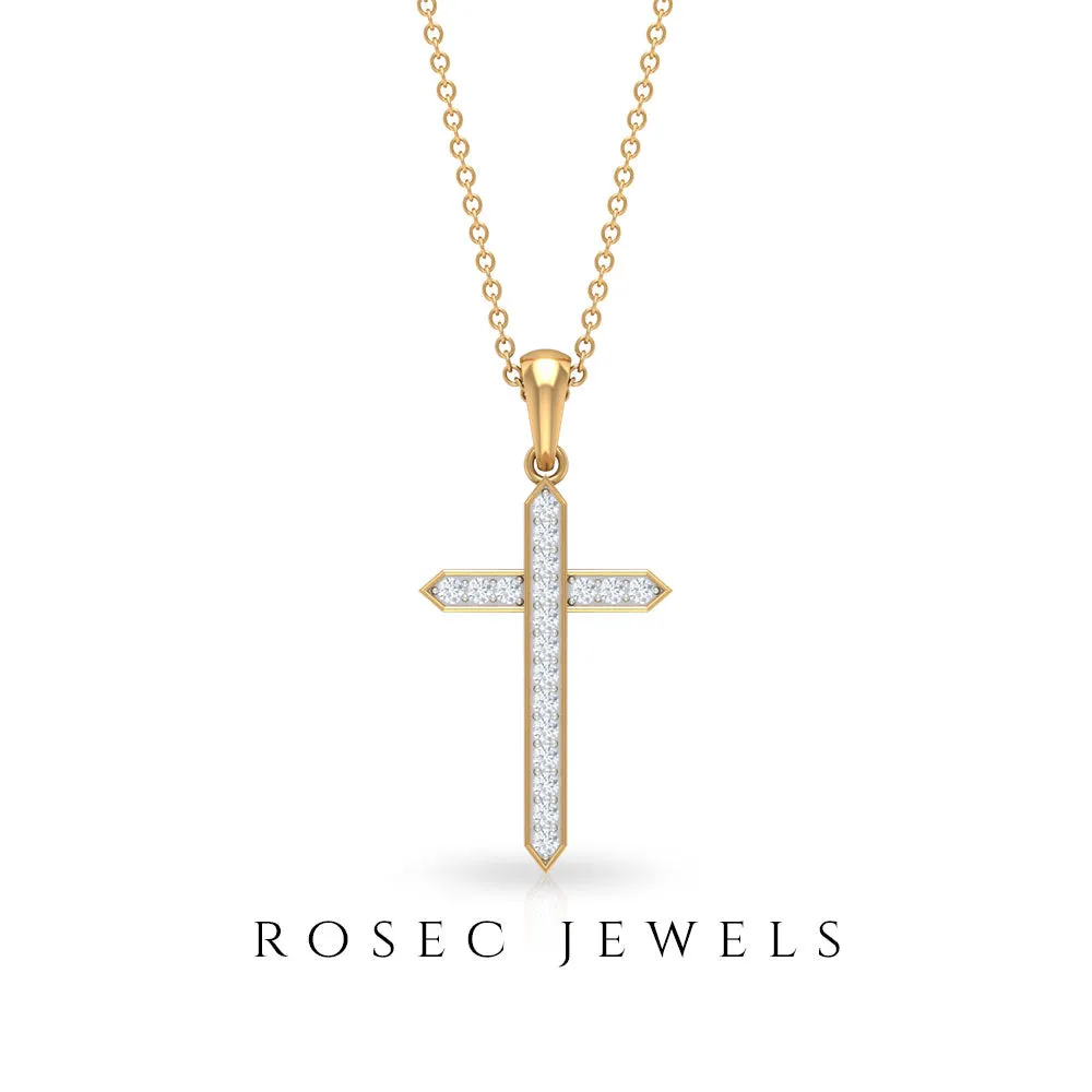 0.5 CT Certified Zircon Minimal Cross Pendant Necklace