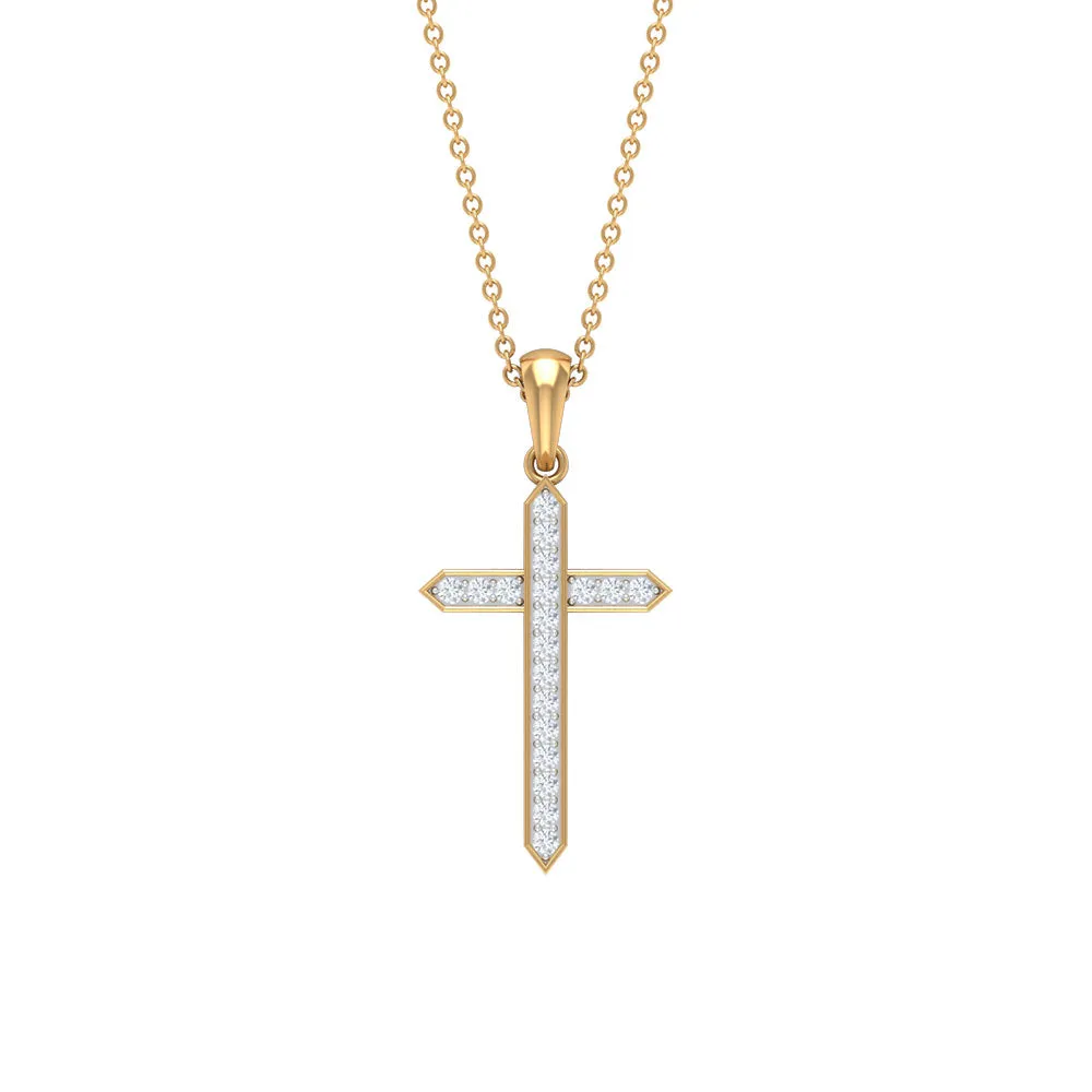 0.5 CT Certified Zircon Minimal Cross Pendant Necklace