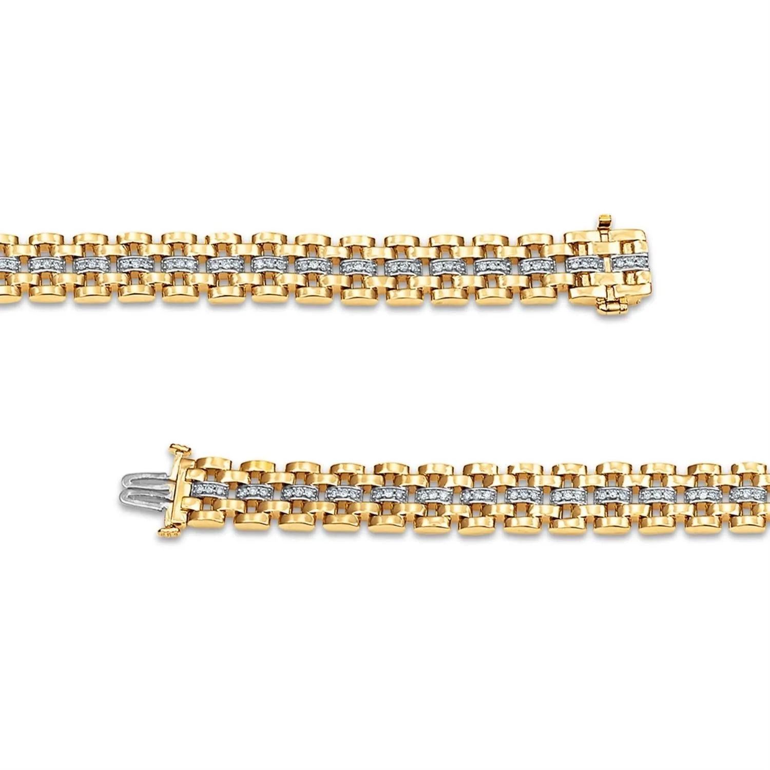 1 CTW Diamond Rolex-look 8.5-inch Bracelet in 10KT Yellow Gold Plated Sterling Silver