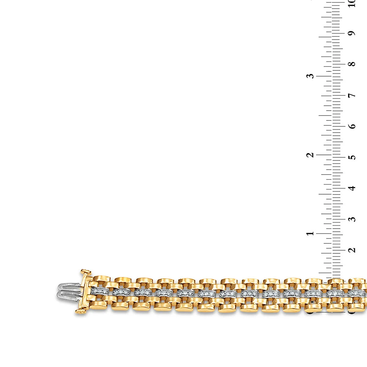 1 CTW Diamond Rolex-look 8.5-inch Bracelet in 10KT Yellow Gold Plated Sterling Silver