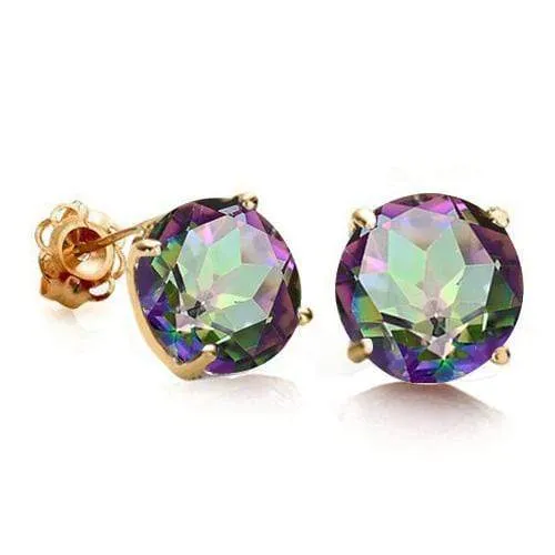 1.00 CT MYSTIC GEMSTONE 10KT SOLID GOLD EARRINGS STUD