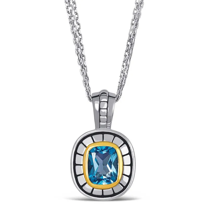 14K And 925 Sterling Silver Pendant with Blue Topaz (141P113904BT)