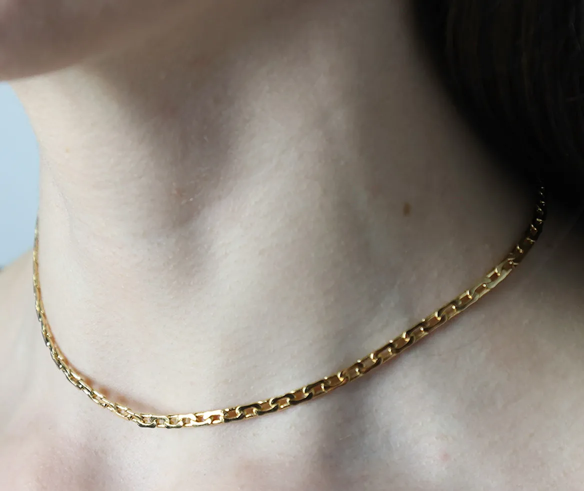 14K-gold-filled flat interlock chain necklace - 16"