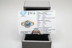 14K Rose Gold Le Vian Natural Blue Topaz and Diamond Split Shank Ring (Size 7)