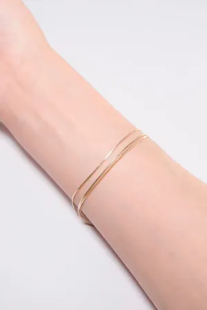 14K Solid Gold 3 Box Chain 1" Extension Bracelet