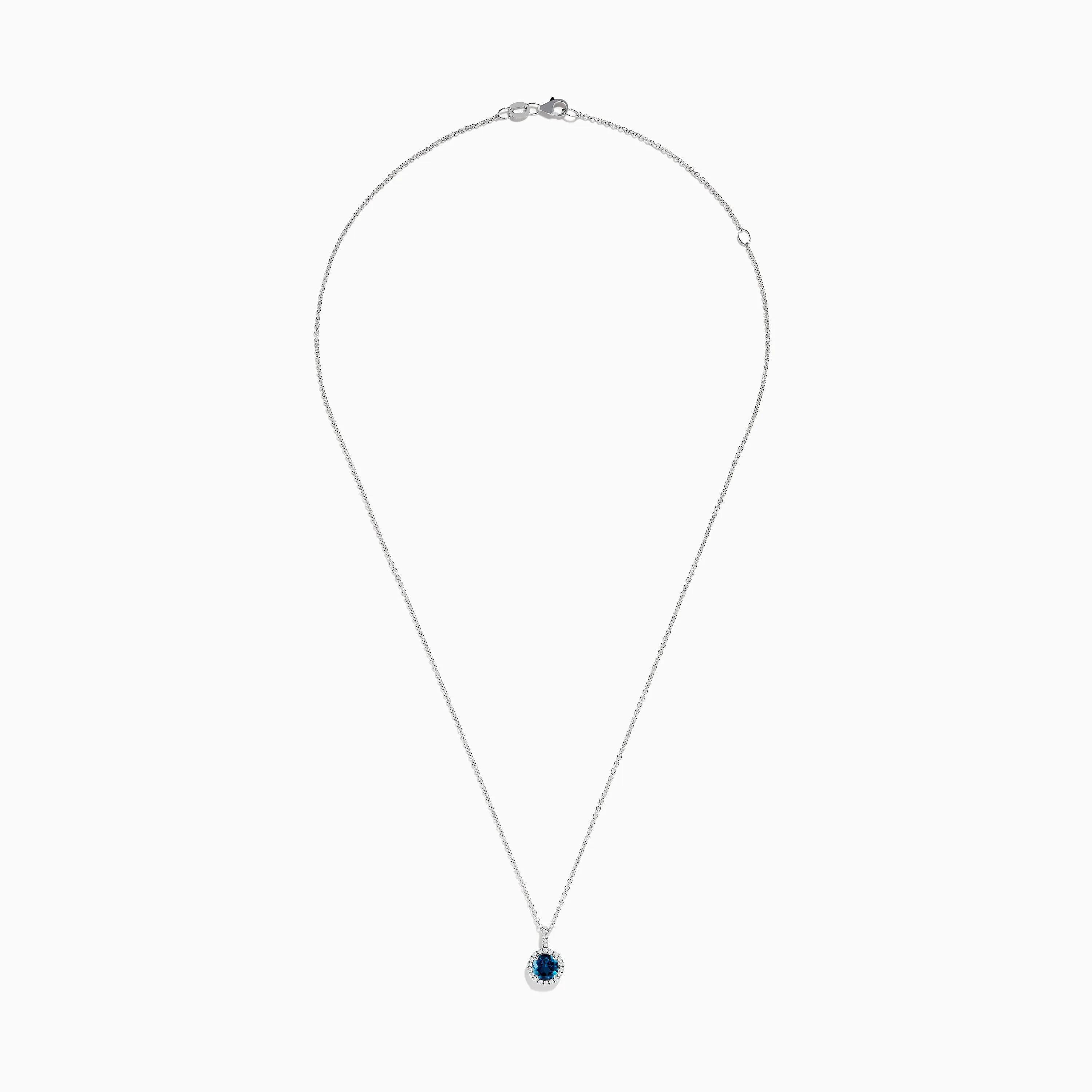 14K White Gold London Blue Topaz and Diamond Pendant