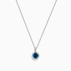 14K White Gold London Blue Topaz and Diamond Pendant