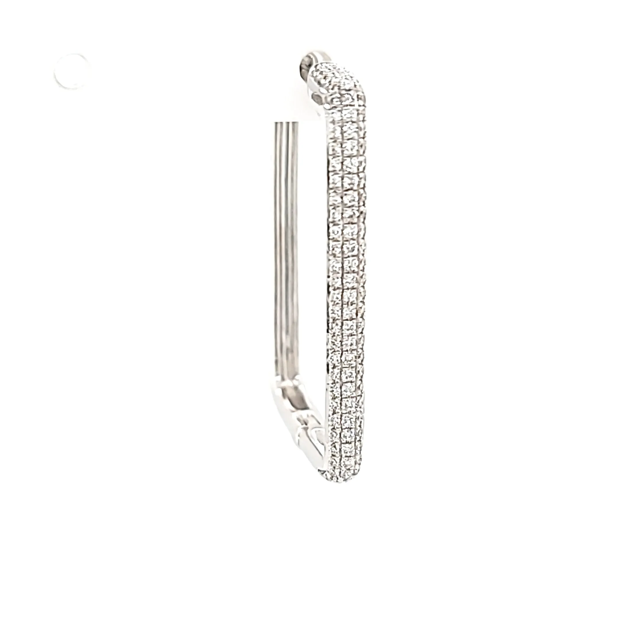 14k White Gold Pave Diamond Rectangle Hoop Earrings (I7549)