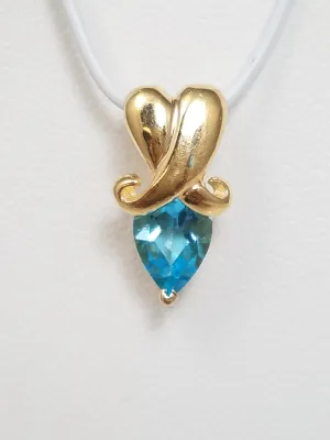 14k Yellow Gold Natural Blue Topaz Pendant