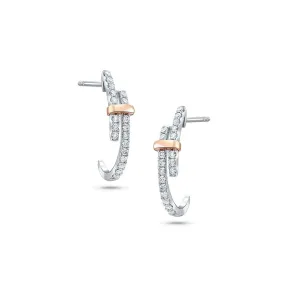 18 kt White Gold J Hoop Diamond Earrings