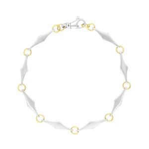 18 Yellow Gold Sterling Silver Rhombus Handmade Bracelet