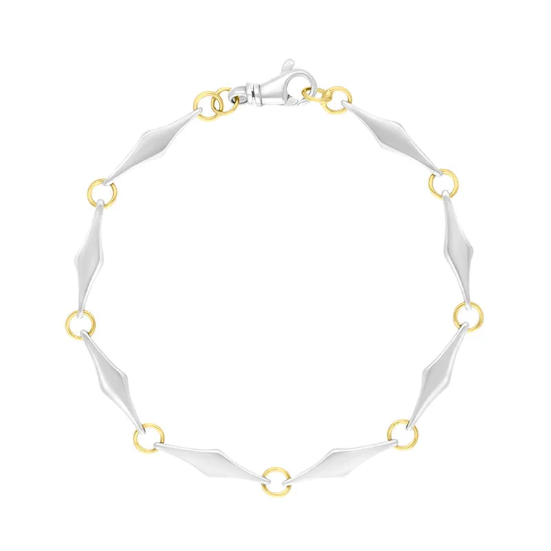 18 Yellow Gold Sterling Silver Rhombus Handmade Bracelet