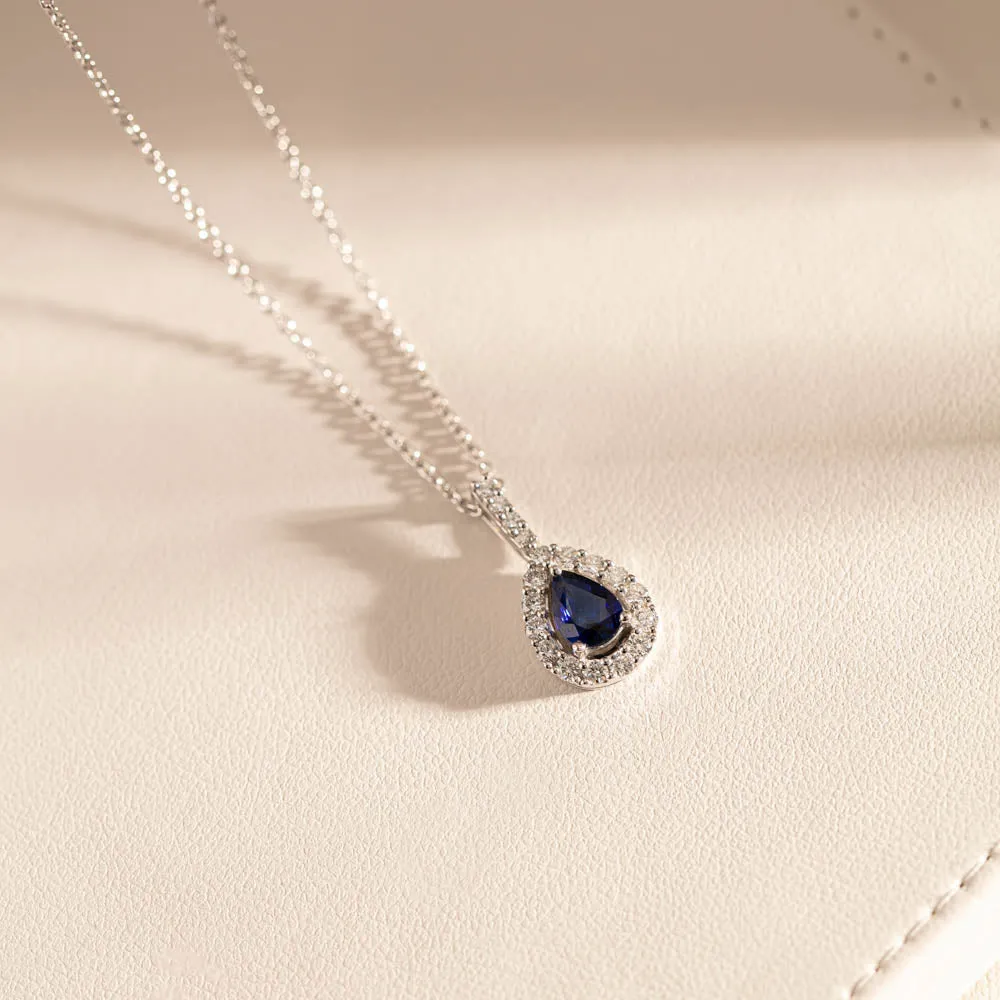 18ct White Gold .56ct Sapphire & Diamond Pendant