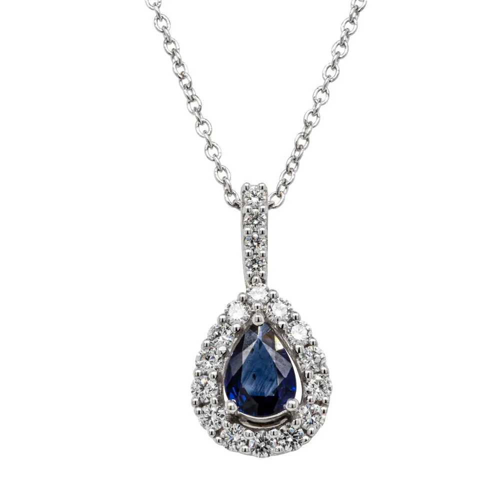 18ct White Gold .56ct Sapphire & Diamond Pendant