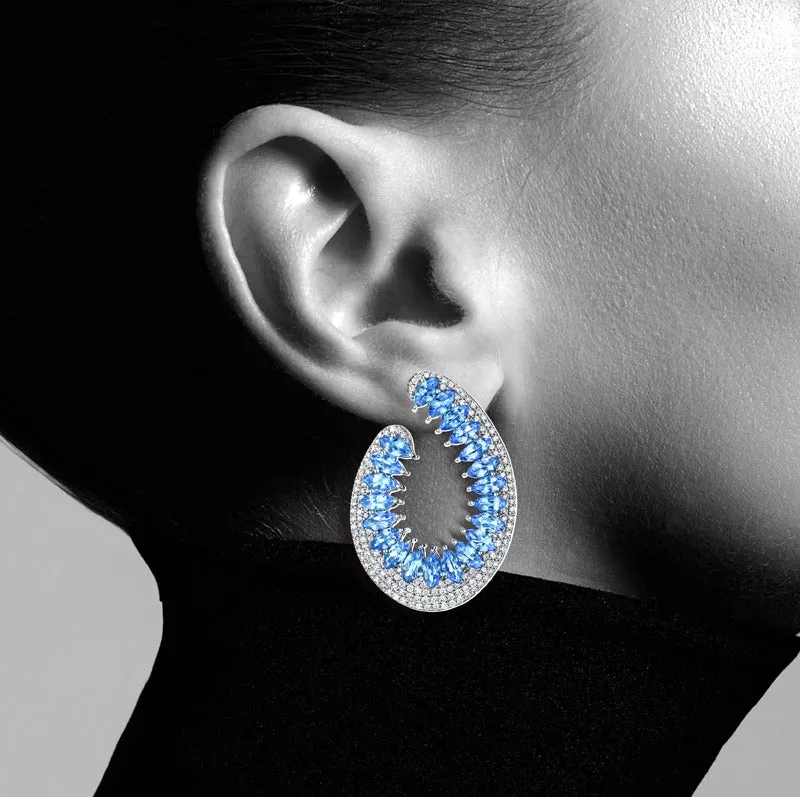 18k Mirage White Gold Earring With 1.79 Cts Vs-Gh Diamonds  And Topaz