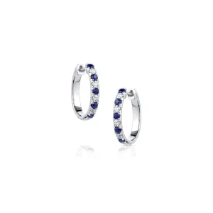 18kt White Gold 0.58ctw Sapphire and 0.43ctw Diamond Hoop Earrings