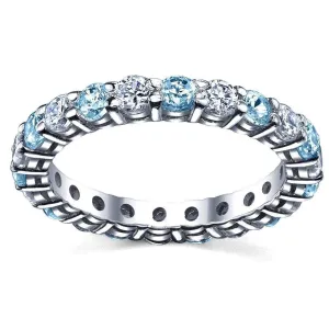 2.00cttw Diamond and Blue Topaz Eternity Ring