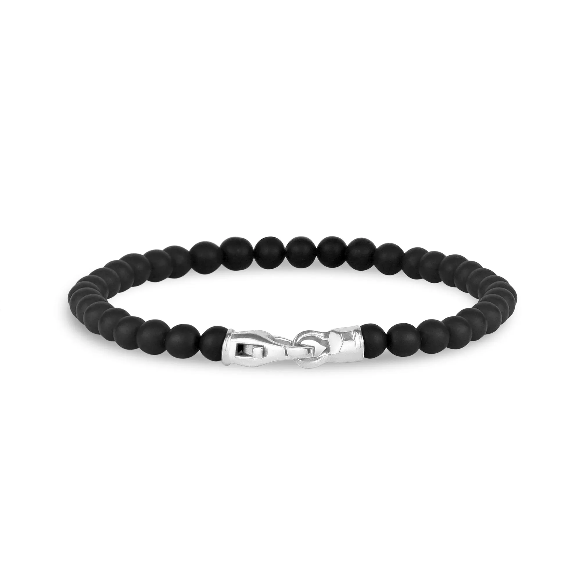 4mm Steel Clasp Matte Black Bead Bracelet