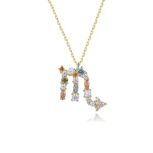 925 Silver Rainbow Sapphire Scorpio Zodiac Charm Necklace