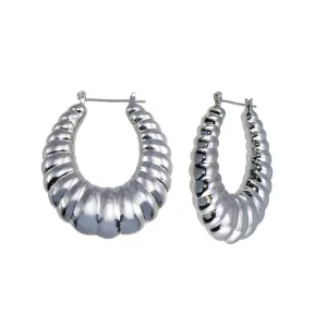 925 Sterling Silver Hollow Bamboo Hoop Earring - HP12