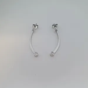 9ct White Gold and Diamond Long Drop Earrings