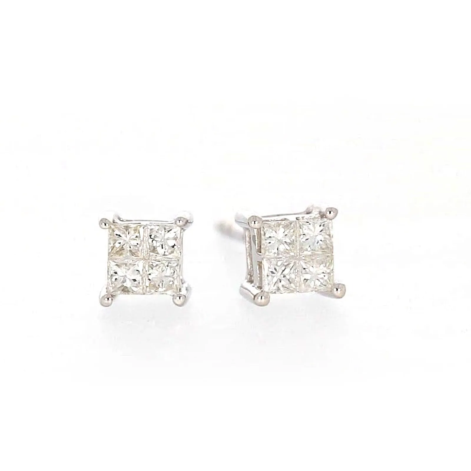 9ct White Gold Princess Cut with 0.15 CARAT tw of Diamonds Stud Earrings