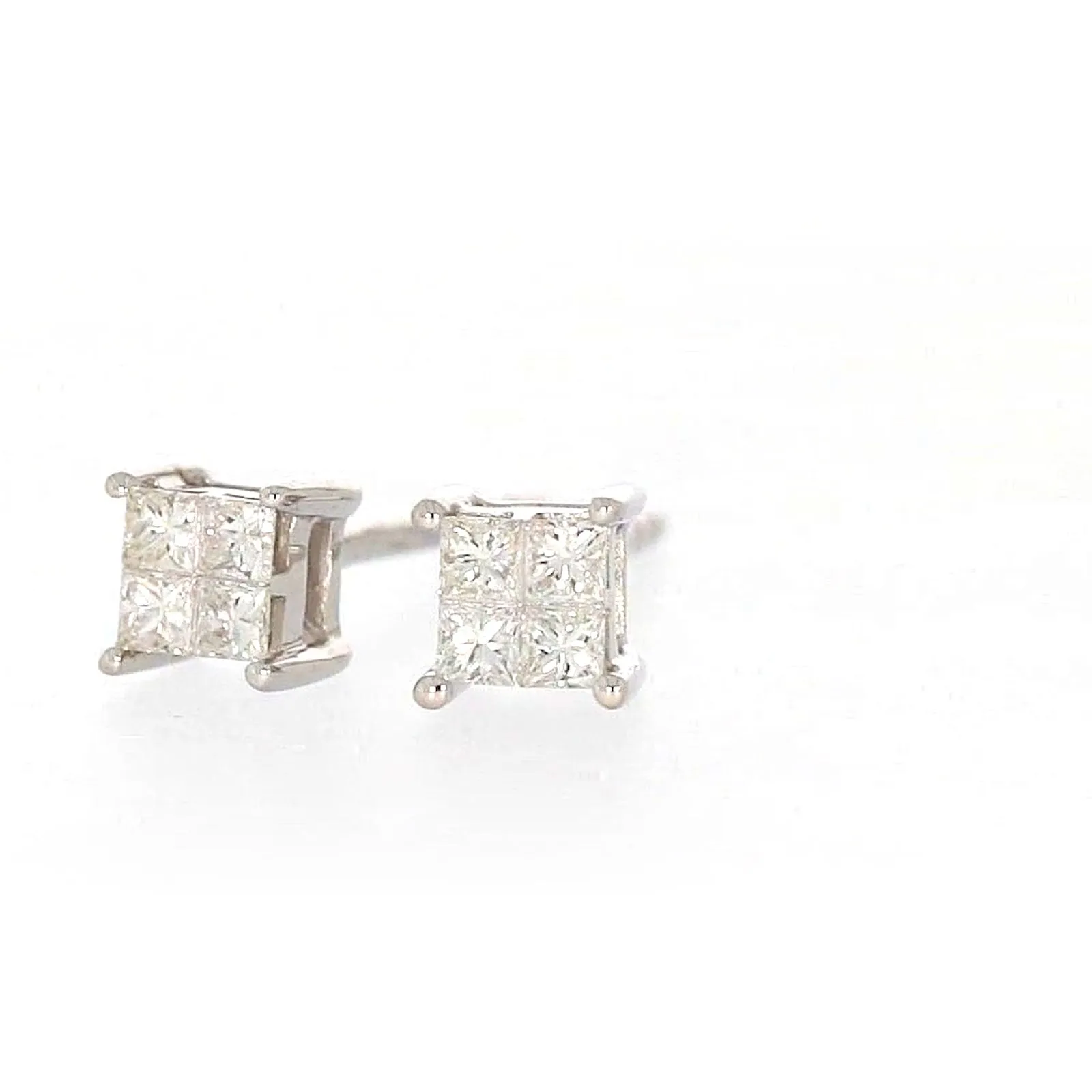 9ct White Gold Princess Cut with 0.15 CARAT tw of Diamonds Stud Earrings