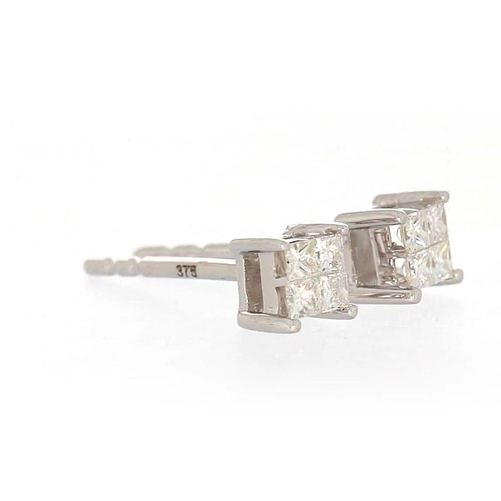 9ct White Gold Princess Cut with 0.15 CARAT tw of Diamonds Stud Earrings