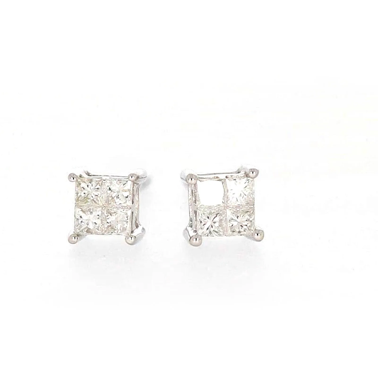 9ct White Gold Princess Cut with 0.15 CARAT tw of Diamonds Stud Earrings