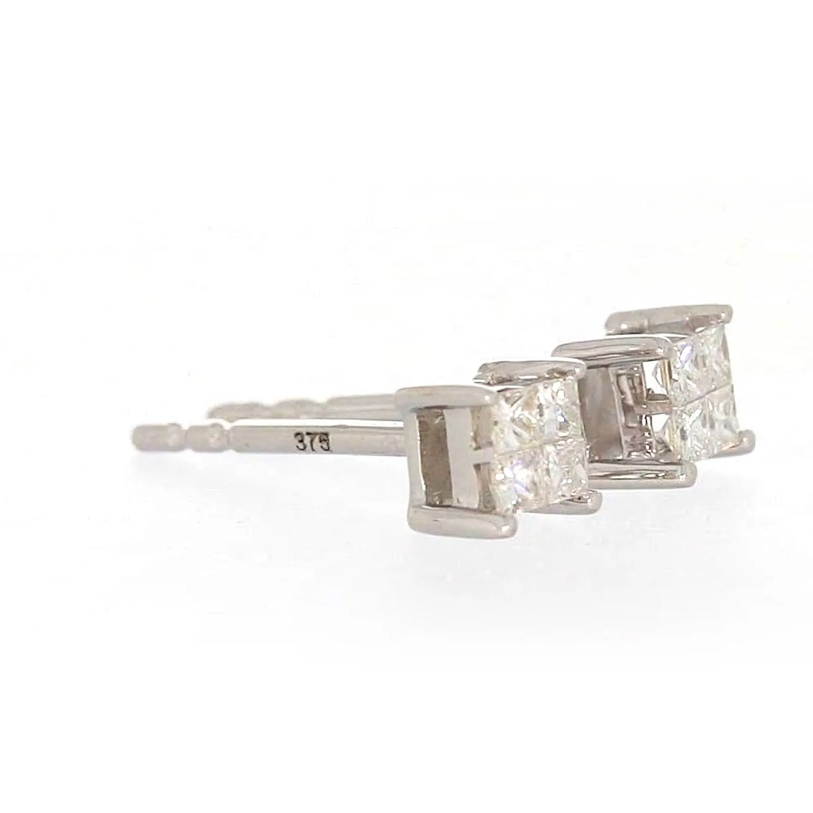 9ct White Gold Princess Cut with 0.15 CARAT tw of Diamonds Stud Earrings