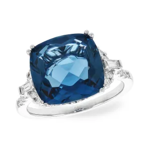 Allison Kaufman Co. 14 Karat Cushion Blue Topaz Gemstone Ring D5938