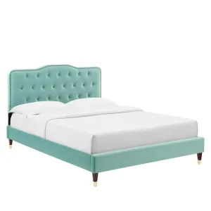 Amber Performance Velvet Twin Platform Bed By Modway - MOD-6779 - Mint