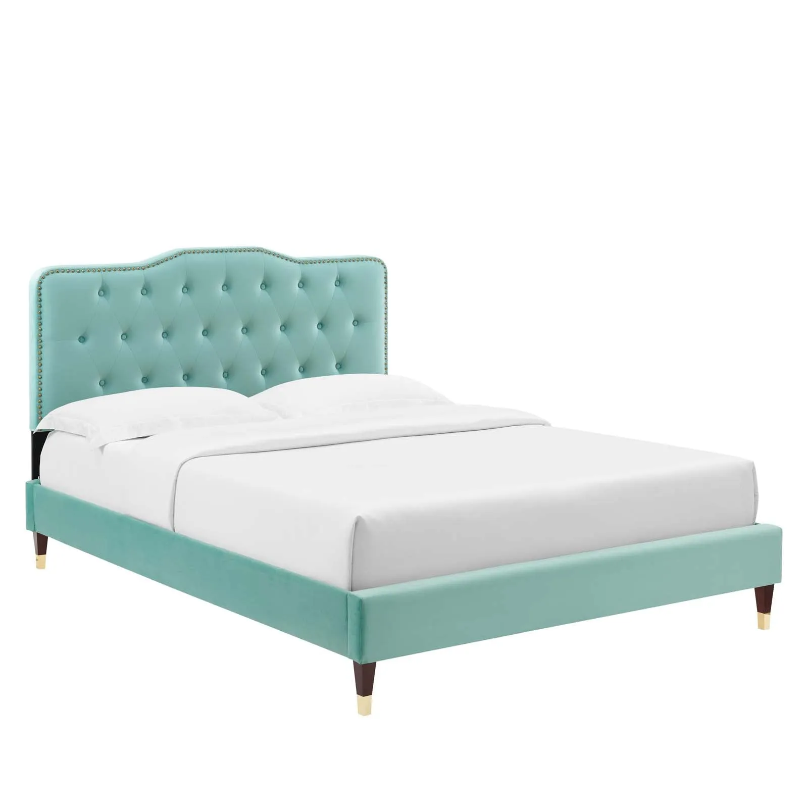 Amber Performance Velvet Twin Platform Bed By Modway - MOD-6779 - Mint