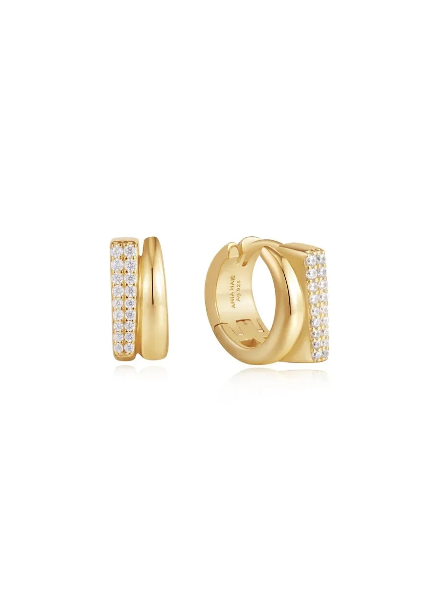 ANIA HAIE GOLD PAVE DOUBLE HOOP HUGGIE EARRINGS E051-04G