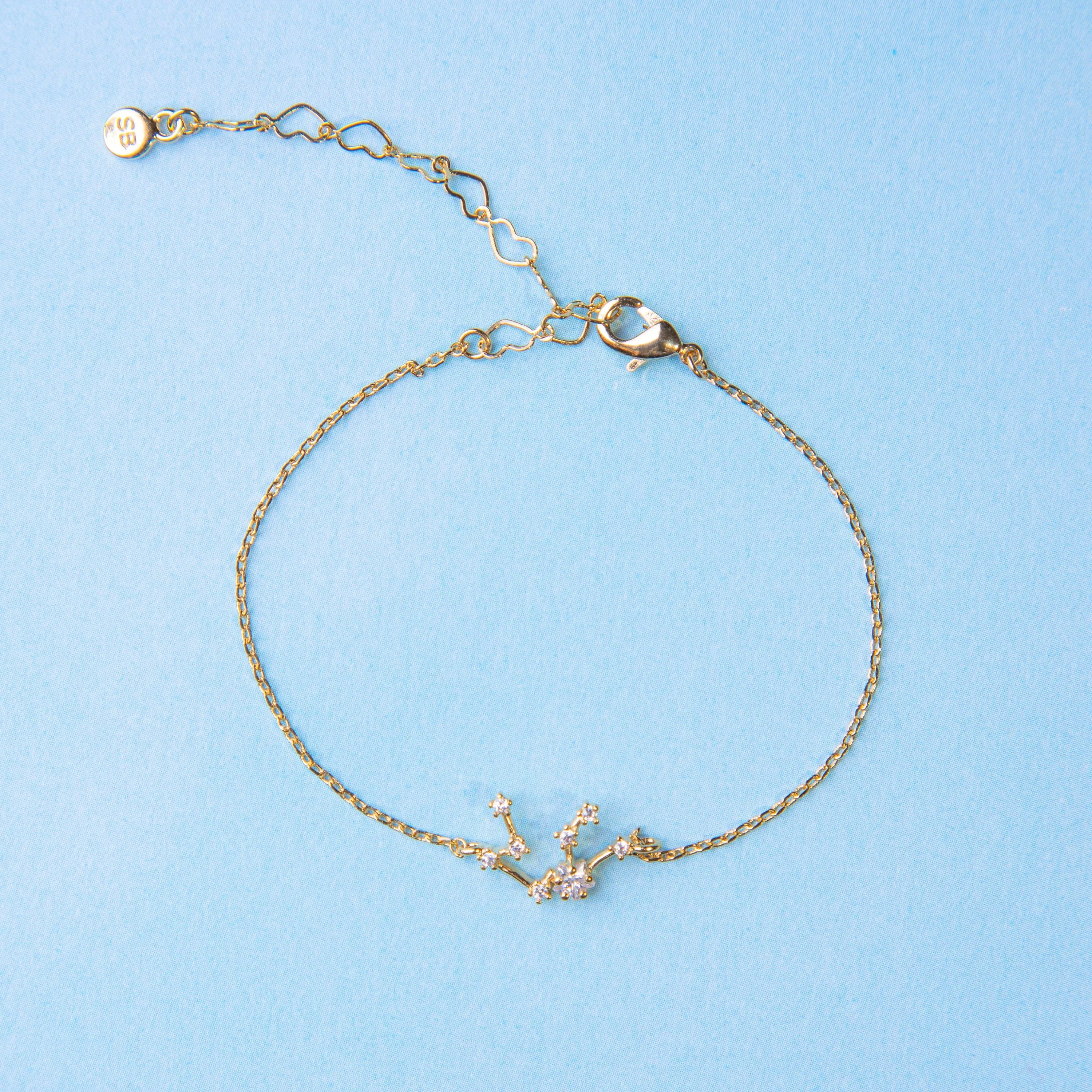 Aquarius Zodiac Constellation Bracelet with Zircon