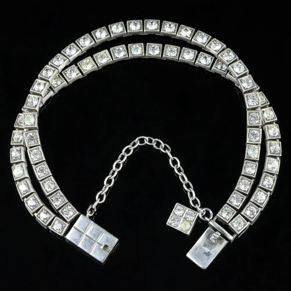 Art Deco Paste Bracelet Silver Circa 1920