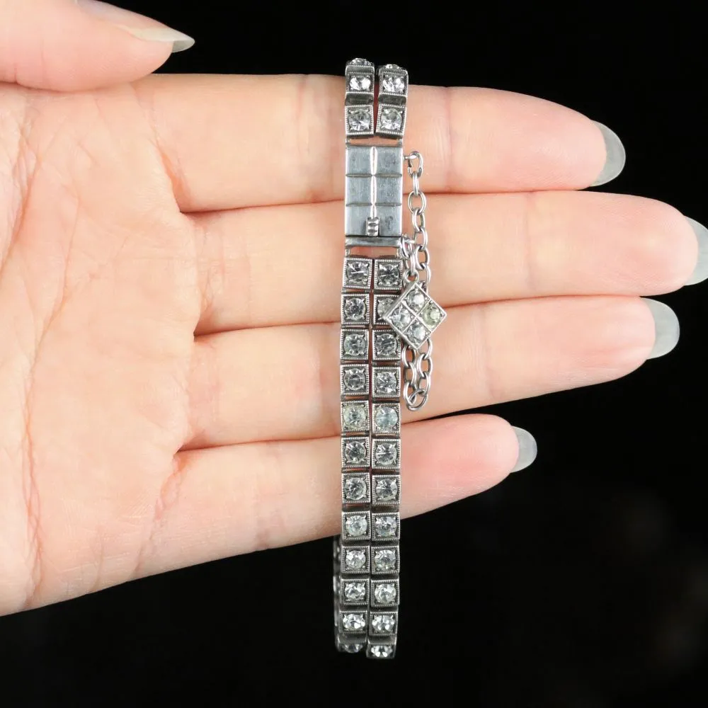 Art Deco Paste Bracelet Silver Circa 1920