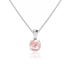 AURORA - Round Champagne Sapphire 18k White Gold Solitaire Pendant