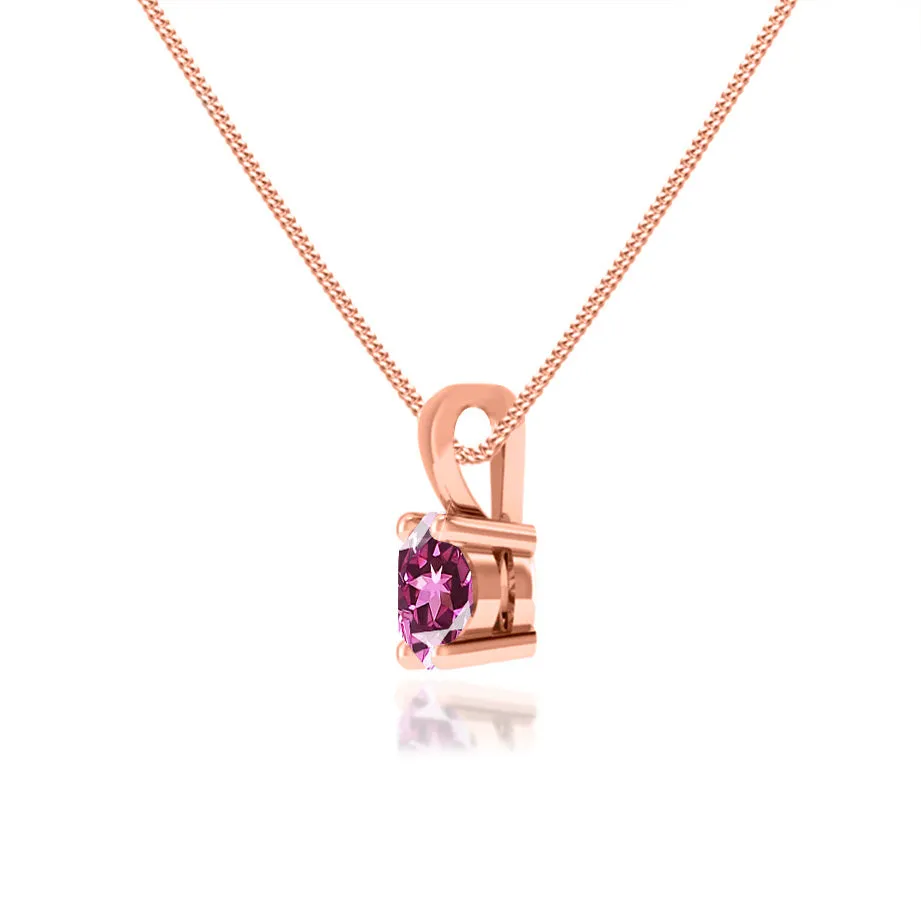 AURORA - Round Pink Sapphire 18k Rose Gold Solitaire Pendant