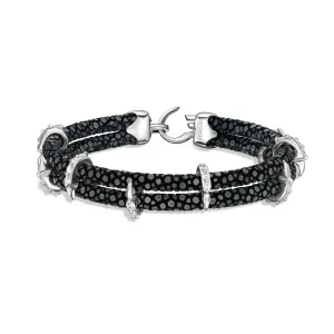 B476 Silver Diamond-Encrusted Stingray Bracelet