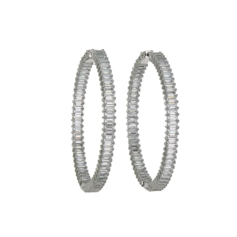 BAGUETTE CZ HOOP EARRINGS