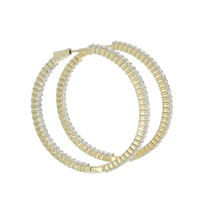 BAGUETTE CZ HOOP EARRINGS