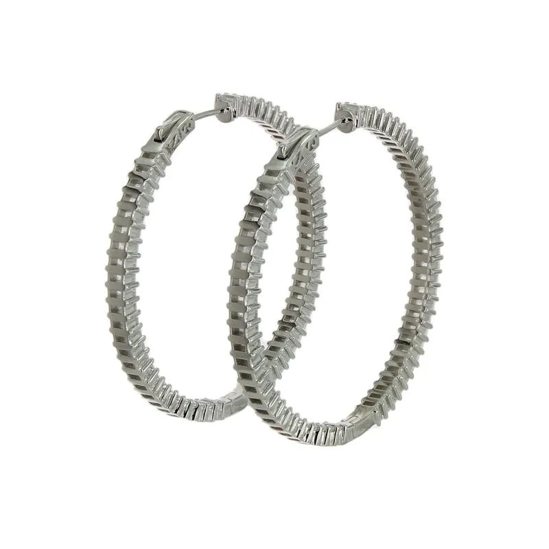 BAGUETTE CZ HOOP EARRINGS