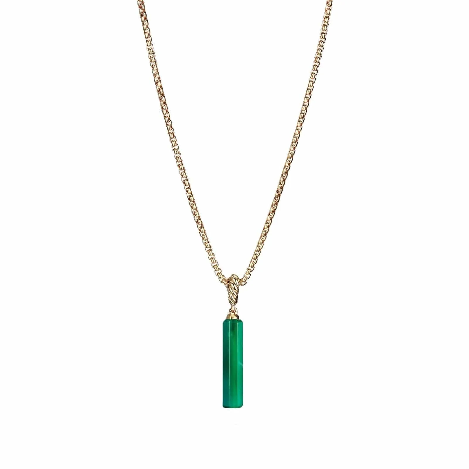 Barrel Amulet with Green Onyx and 18K Yellow Gold, 20mm