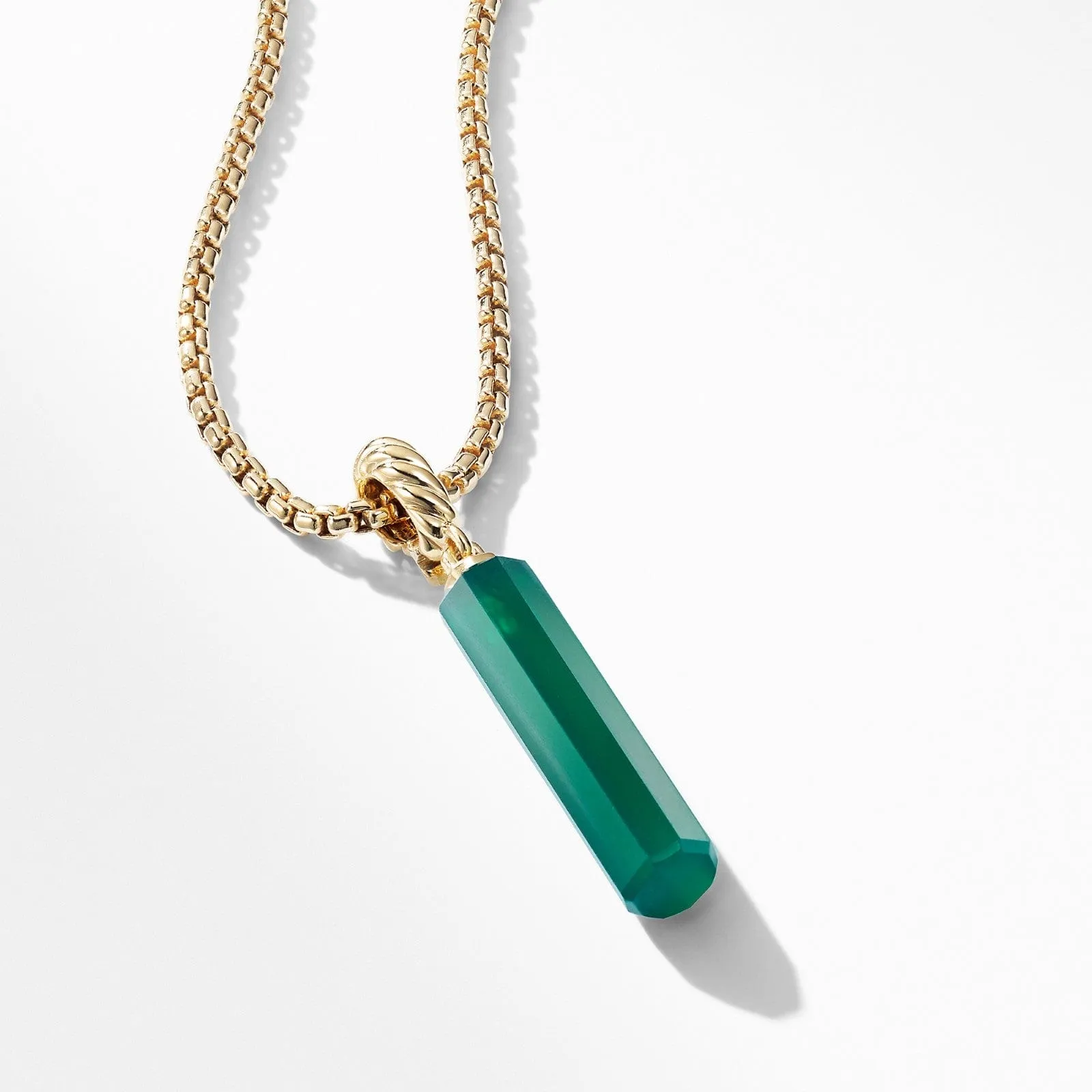 Barrel Amulet with Green Onyx and 18K Yellow Gold, 20mm