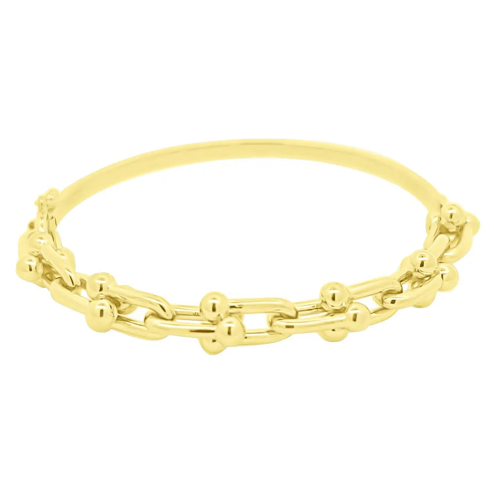 Beaded Link Solid 10K Gold Women's Bangle