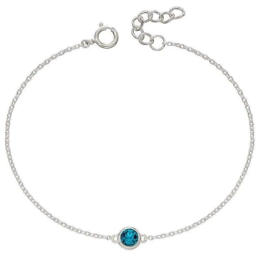 Beginnings December Birthstone Bracelet - Silver/Blue Zircon