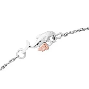 Black Hills Gold Silver Dolphin Anklet